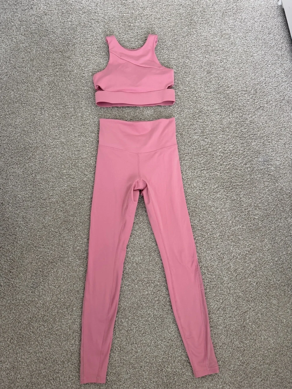 ANTONIO MELANI Pink High-Waist Leggings & Crop Tank Set